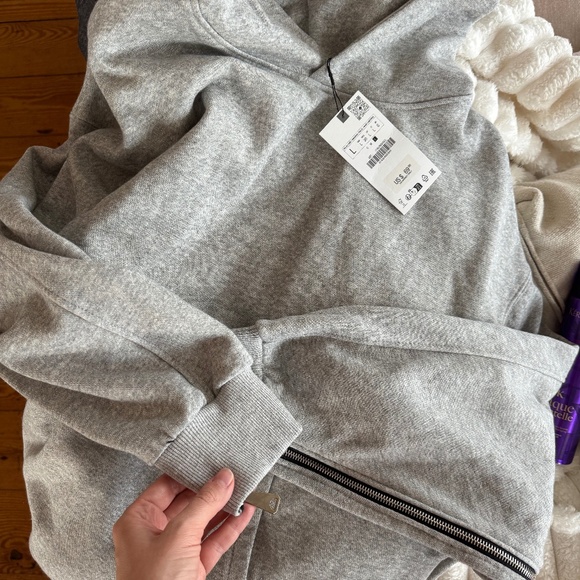 ZARA Gray Oversized Hoodie with Side Zippers – Size L – NWT - Picture 1 of 5